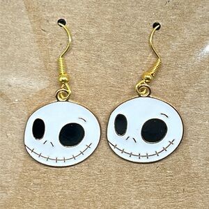 White Round Skeleton Halloween Earrings